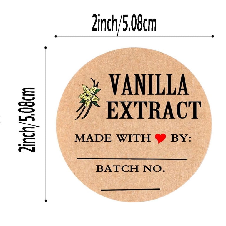 2x2 Inch 300 PCS Vanilla Extract Labels Homemade