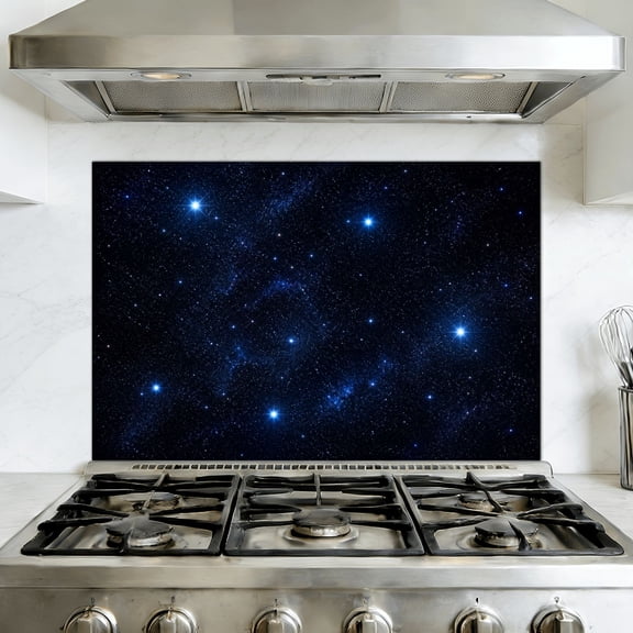 Kitchen Backsplash Peel and Stick Wall Murals Night Sky Star Universe Space Starry Galaxy Stars Starry Removable Mural 35.4"W x 23.6"H, Oil Proof Vinyl Wallpaper for Fireplace & Behind Stove