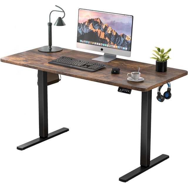 Electric Standing Desk Adjustable Height Electric Stand Up Computer Desk Ergonomic Sit Stand Desk with Computer Workstation Rustic