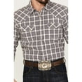 thumbnail image 3 of Blue Ranchwear Men's Plaid Print Long Sleeve Western Pearl Snap Shirt Grape Medium, 3 of 4