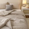 thumbnail image 4 of Oversized Queen Comforter Oatmeal, 3pcs (1 Comforter & 2 Pillowcases) Lightweight Oversized Queen Comforter Sets Bedding Blanket Quilts, 4 of 9