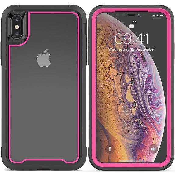 Clear Back Cover Case for Apple iPhone X (5.8 Inch), iPhone Xs Case 5.8", Shock-Resistant Cover Hard Plastic Durable Silicone Defender Case Protective Rugged Dust Proof Phone Protector Case (Rose)