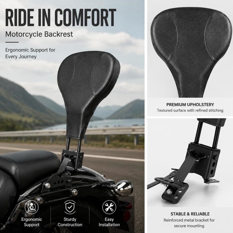 Motorcycle Back Rst Adjustable Motorcycle Backrest Sissy Bar for Harley Touring Models 2009 ...