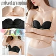 thumbnail image 2 of Clearance Sale 2025 Bra Womens 2PCS Solid Color Strapless Non Slip Adjustment Rimless Dress Bra Black+Beige, 2 of 9