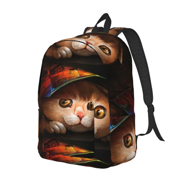 Vsdgher Animal Cat Print Canvas Backpack Travel Rucksack Unisex Knapsack 15.7/17.7Inch Laptop Backpack for Work,College-Medium
