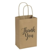 Small Kraft Thank You Paper Shopping Bags  - 5"L X 3.5"D X 8.25"H - Case of 100