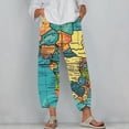 thumbnail image 2 of Brnmxoke Cotton Linen Pants for Women Printed Capri Pants Plus Size Wide Leg Sweatpants Summer Cropped Elastic Waist Trousers Limited Time Deal 2024 Multicolor,XXXL, 2 of 5