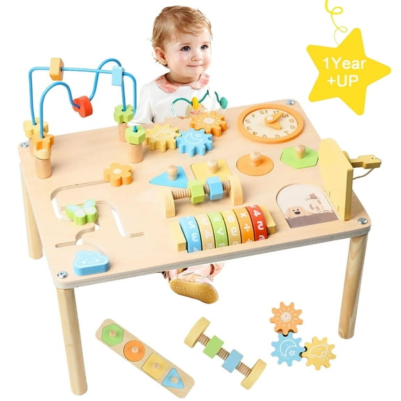 Montessori Activity Table, Activity Table for Baby with Shape Sorter Math Game, Baby Sensory Toy Learning Toys, Standing toys for 1  year old, Kids First Birthday Gift