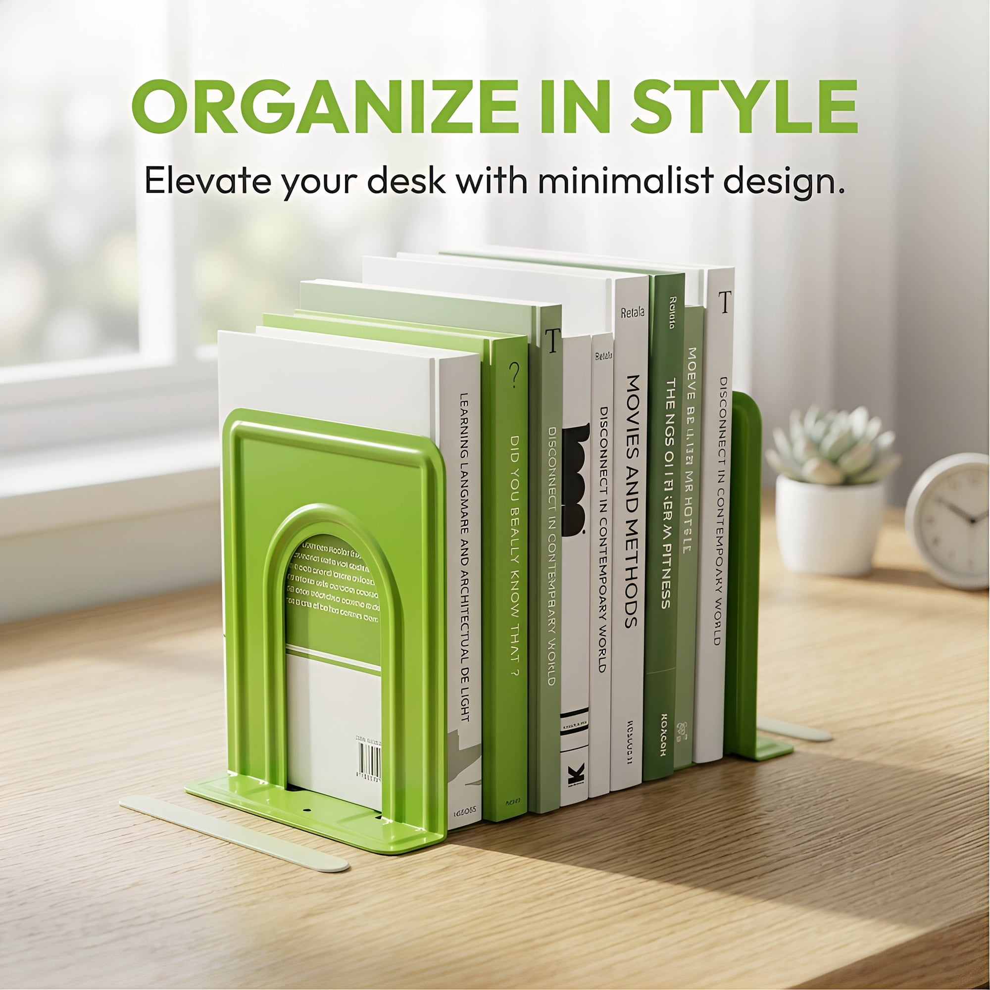 Unique Bargains Expandable Iron Bookends with Compartments Green 5"L x 5.8"W x 6.7"H
