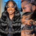 thumbnail image 2 of Pelucas con encaje en la parte delantera Coulifi Body Wave, 56 cm, cabello humano, 180% de densidad, 2 of 6