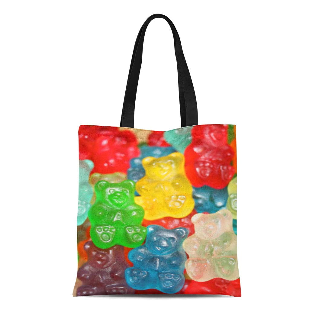 KDAGR Canvas Tote Bag Happy Big Gummy Bears Pattern for Small Candy Fun