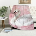 thumbnail image 4 of GooTPa Beautiful White Swan Pattern Flannel Blanket, Durable Soft and Warm Flannel Blanket for Bed Sofa Travel and Camping Multi-purpose Gift for Family and Friends - 50*60in, 4 of 7