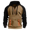 thumbnail image 1 of pstuiky camisetas de manga larga para hombre, Sudadera deportiva informal con capucha y retazos para hombre, de manga larga, estilo blusa Tops de hombre xl, 1 of 5