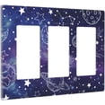 thumbnail image 2 of NICKSUN Galaxy Space Purple Combination Wall Plate, 3 Gang 3 Rocker Outlet Cover Decorative Switch Plate for Office Home Decor, 4.5 x 6.38 Inch, 2 of 7