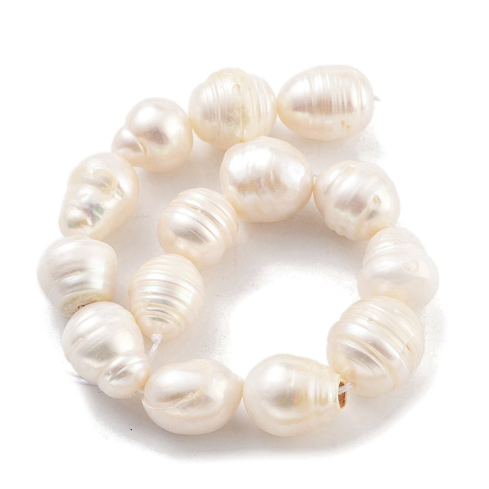 4strands Cultured Freshwater Pearl Beads Strands Grade AB Rice Snow 12~15mm Hole: 0.7mm about 14pcs/strand 7.28~7.09''(18~18.5cm)