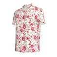 thumbnail image 3 of Daiia Rose Flowers Pattern Men’s Polo Shirts,Solid Deck Shirt,Classic Fit, Breathable Cotton Polo for Casual and Sport Wear-Small, 3 of 9