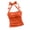 Orange, variant on Women Ruched Halter Sleeveless Crop Top Solid Casual Trendy Beach Vacation Holiday Slim Tank Tops, Orange XXL