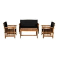thumbnail image 2 of Furniture of America Mill Wood 4-Piece Patio Set with Cushions, Black and Natural, 2 of 16
