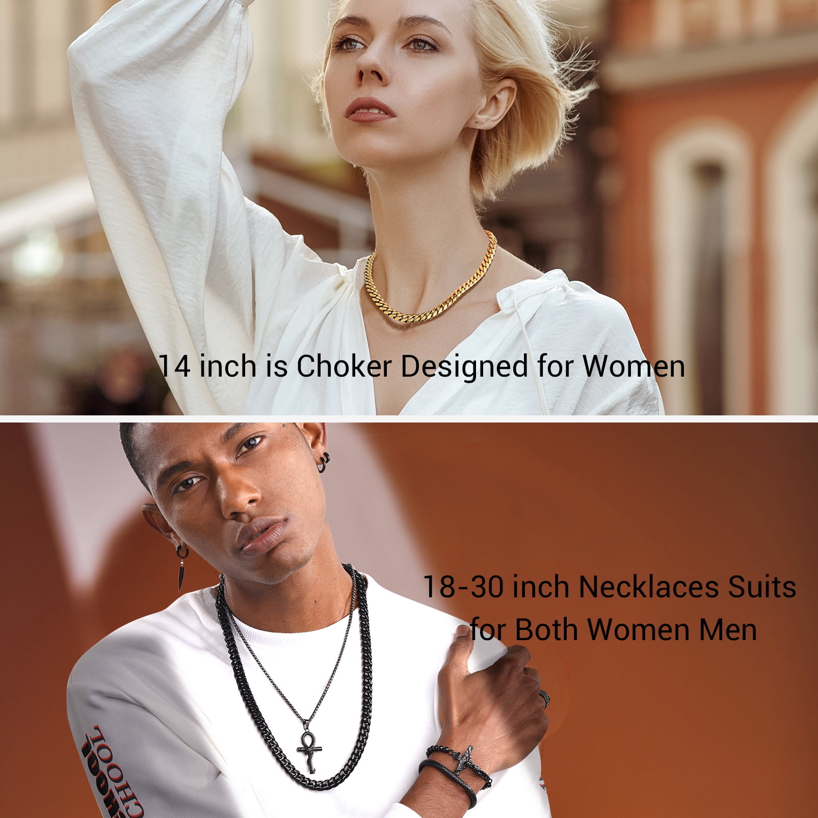 PROSTEEL 14K Gold Plated Cuban Chain for Men Curb Necklace 10mm Thick Hip Hop Mens Gift for Birthday 26 Inch