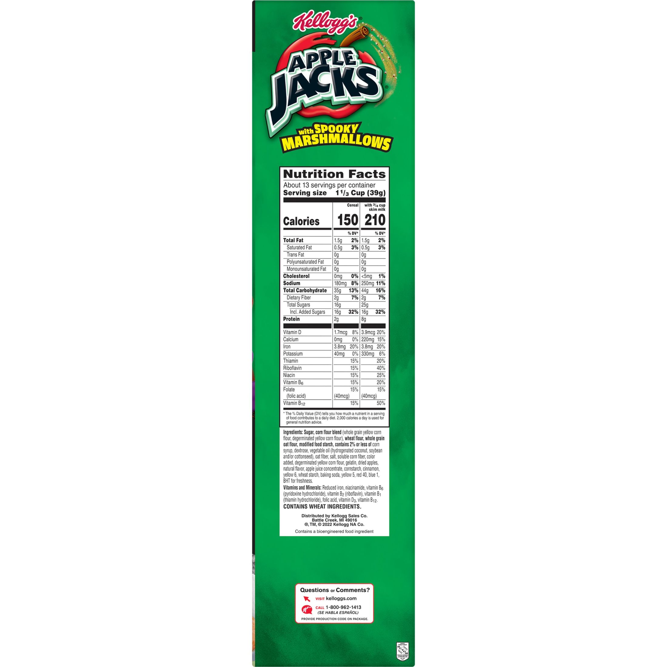 Kellogg's Apple Jacks Original with Spooky Marshmallows Cold ...