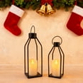 thumbnail image 4 of Yucurem Black Metal Lanterns with LED Candle Lamp Ornaments Set of 2, Decorative Lantern Candle Holder for Xmas Birthday Wedding Party Home Decor (with Candle), 4 of 6