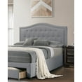 thumbnail image 7 of Light Gray Burlap Fabric Tufted Headboard Storage Footboard Queen Size Bed 1pc Bedroom Furniture Particle Board, 7 of 7