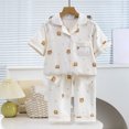 thumbnail image 2 of Zpanxa Ensembles 2 Pcs pour Filles Été Imprimé Confortable Manches Courtes Col à Revers Ensembles Pyjamas 3-4 Ans, 2 of 3