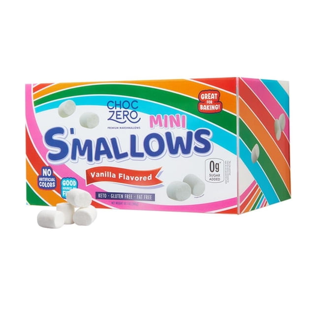 ChocZero Mini Malvaviscos Saludables - Snack De Malvavisco Sin Azúcar - Apto Para Keto, Horneado Bajo En Carbohidratos - Caja De 10.5 Onzas