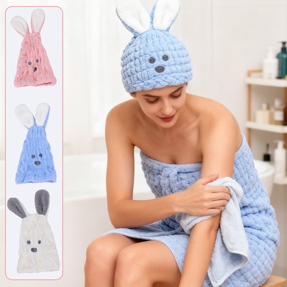 Coral Fleece Hand Towel Rabbit Pattern 11.8x11.8 Inch Quick Dry Absorbent for Face Washing Bathroom Hair Drying by PALIFEUR