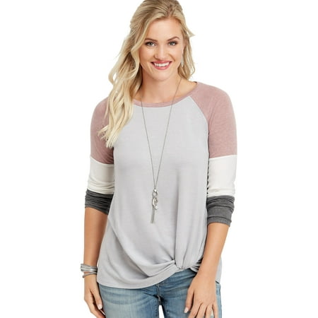 Front Adult Baseball - 24/7 Colorblock Front Knot Baseball Tee