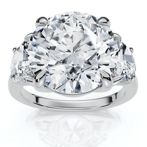 Pompeii Certified 7Ct Diamond & Halfmoon Engagement Ring Lab Grown (F/G,VS1-VS2)