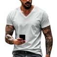 thumbnail image 3 of LWavelet V Neck Mens T-Shirts Short Sleeve Summer Comfort Shirts for Men Classic Casual Summer Basic Tee Shirt, 3 of 7
