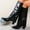 Black, variant on Wide Calf Boots Women White Slouch Knee-High Buckle Pointed Toe Fall Kitten Heel Boots Women's Shoes 38