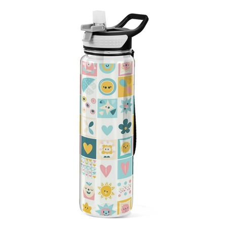 

Sports Water Bottle 1000ML Tritan Food Grade Clear Water Bottle Fitness Outdoor Sports Bike Pink Heart-shaped Small Square