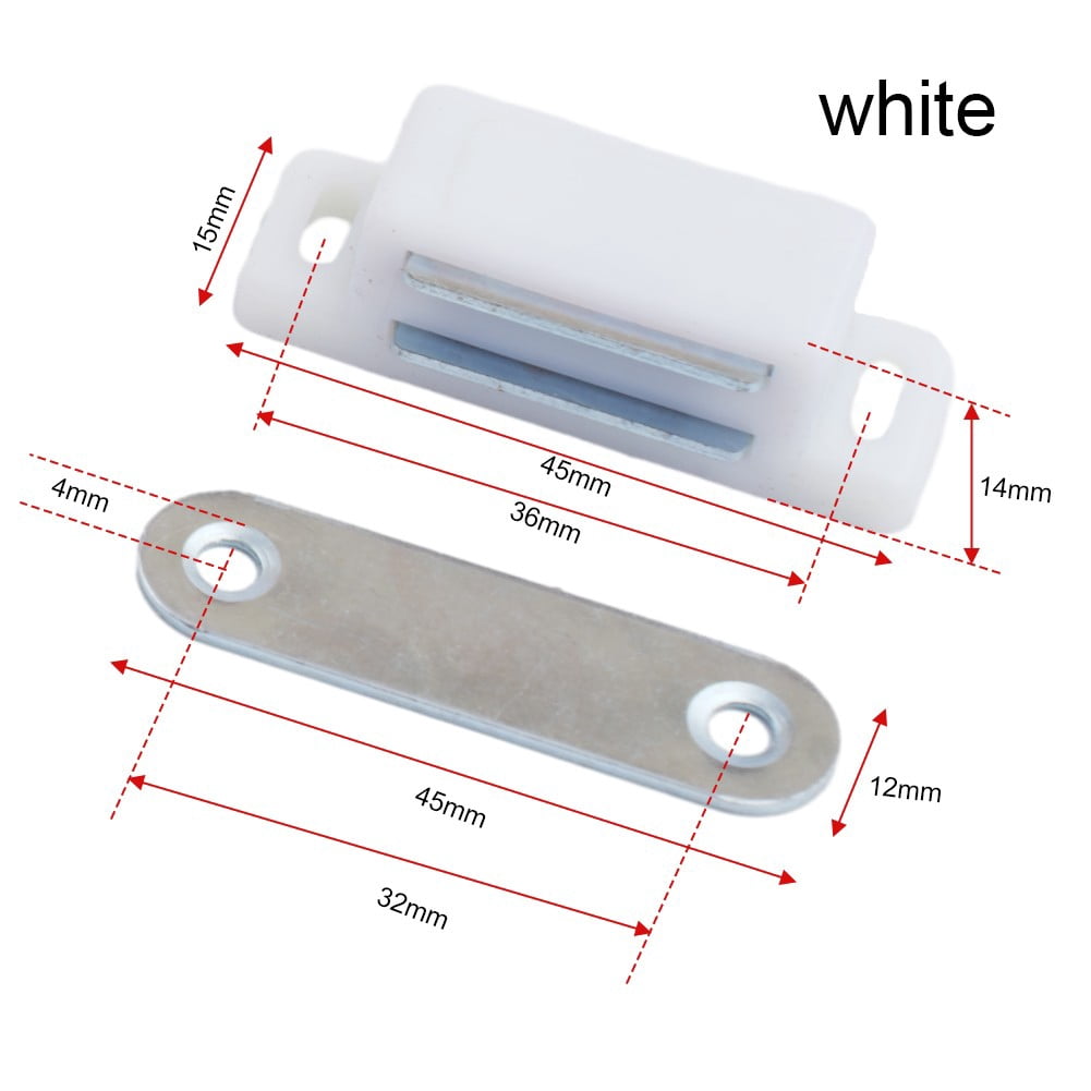 4X Magnetic Catch Cupboard Door Latch White Cabinet Catch Magnet with Screws