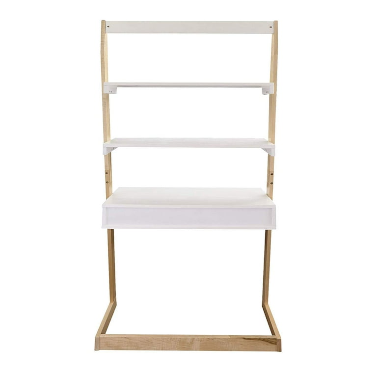 Freestanding Ladder Desk with Drawer Solid American Maple Frame