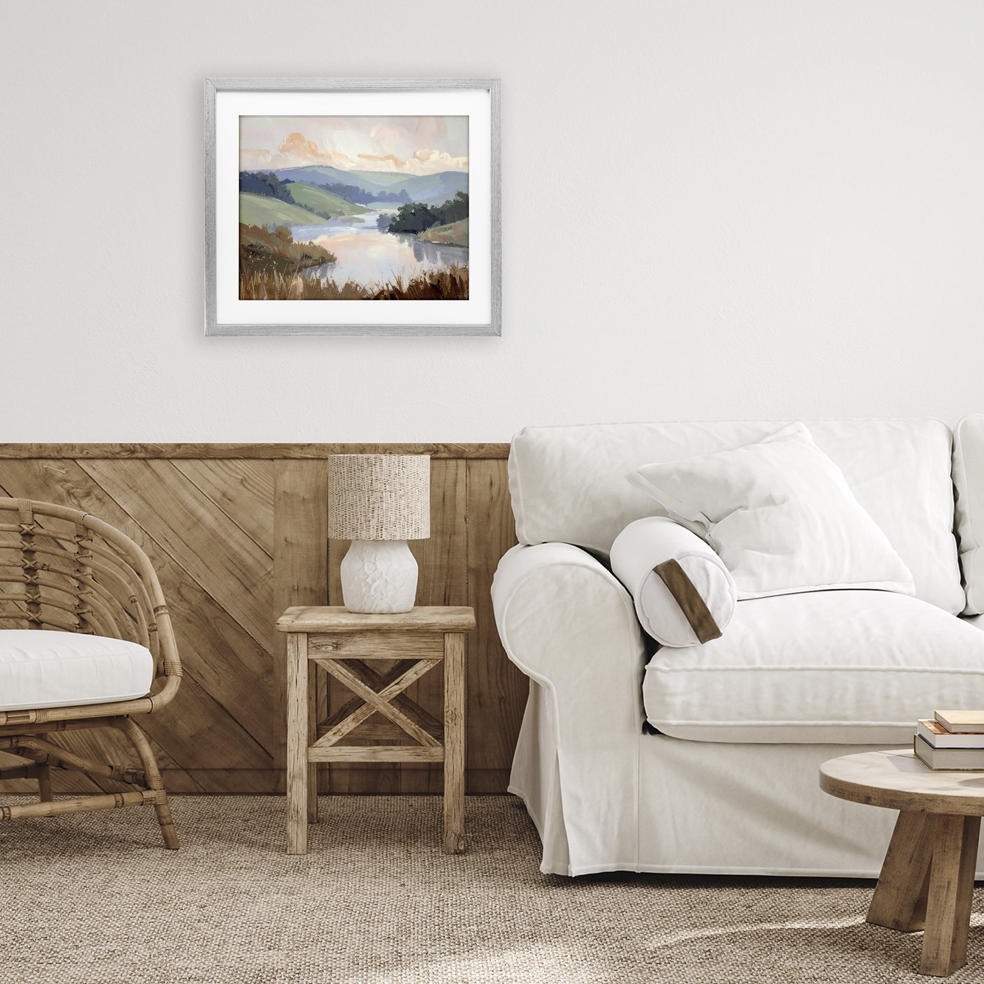 Stupell Industries Muted Distant Mountains Gray Framed Print Under Glass, design by Alonza Saunders