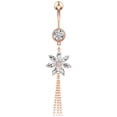 thumbnail image 1 of Navel Ring Flower Tassel Rhinestone Stainless Steel Body Ring Dangle Belly Ring, 1 of 10