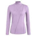 thumbnail image 5 of Long Sleeve Tops, Women's Close Fitting Solid Color Round Neck Stand Up Collar Top Base Shirt T-shirt With Velvet Base Long Sleeved Round Neck Top/shirt, Fall Clothes, 5 of 6