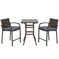 thumbnail image 1 of Outsunny Ensemble de Bar de Patio 3 Pcs, Ensemble Bistro de Jardin en Osier, Gris, 1 of 10