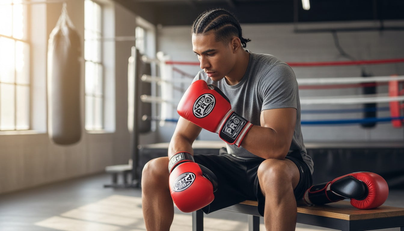 ProBoxing® Leather Boxing Gloves – (Red & Black) (16oz) Training Boxing Gloves for Boxing, MMA, Muay Thai & Sparring – Durable Genuine Leather, Wrist Support, Impact Protection