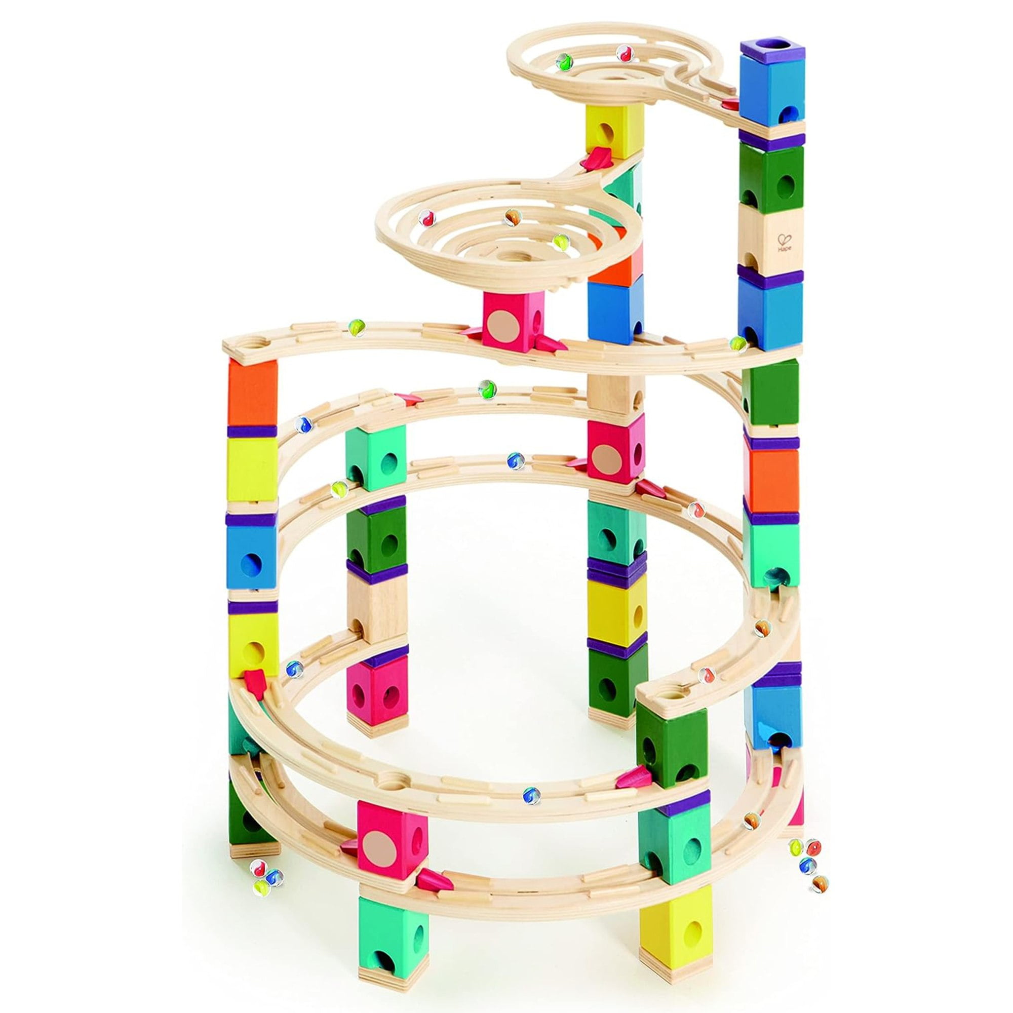 Hape Quadrilla Kids Toy Wooden Marble Run Construction Set, 94