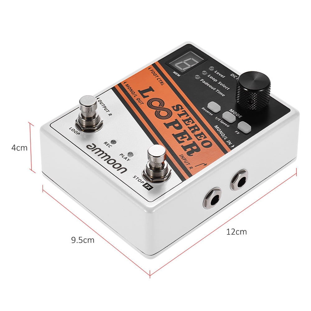 ammoon Effect Pedal, Stereo Looper, 10 Independent Loops, 10min Recording