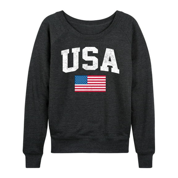 Instant Message - USA Flag - Women's Lightweight French Terry Long Sleeve Shirt