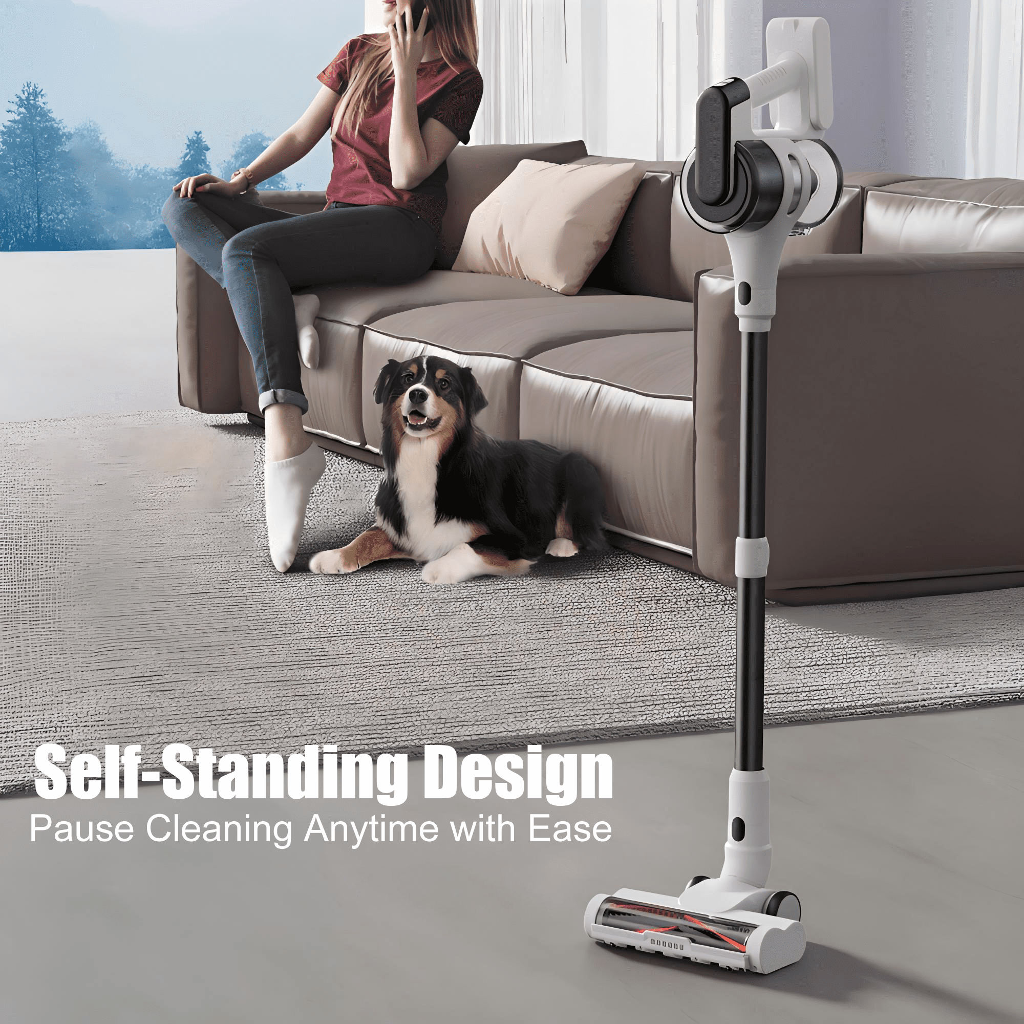 Maircle Cordless Vacuum, 36Kpa Powerful Suction, 40mins Runtime, Anti Tangle LED Headlight Brushless, Lightweight Self-Standing Stick Vacuum Cleaner for Pet Hair, Carpet, Hard Floor