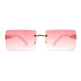 thumbnail image 2 of Mens Classic Minimal Thin Rectangle Rimless Sunglasses Pink, 2 of 4