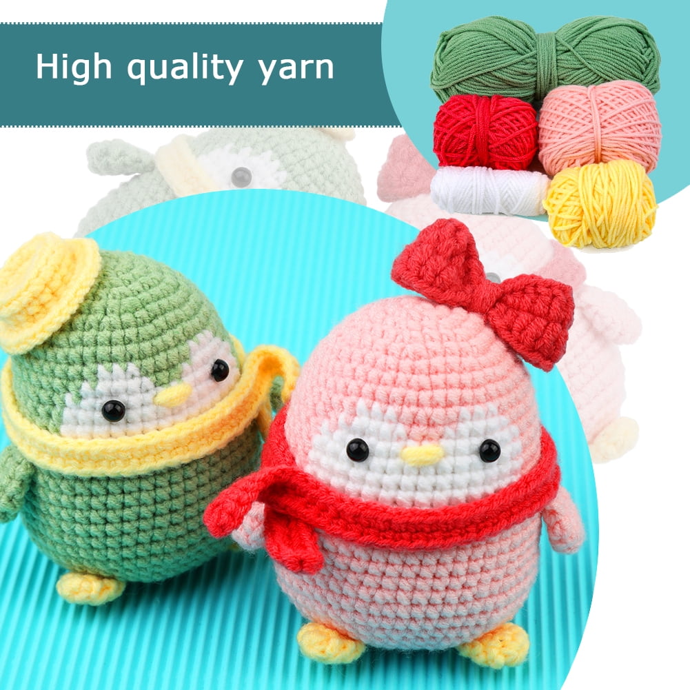 JNENERY Crochet Kit for Beginners, DIY Crochet Animal Kit, Cute Animal Kit  for Kids Dinosaur, Penguin Starter Pack with Yarn Balls, Crochet Hooks