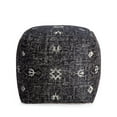 thumbnail image 5 of Anji Mountain Black Jacquard Woven Polyester Square Poufs, 5 of 7
