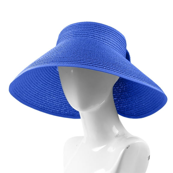 SikaFu Version Can Be Folded Straw Hat Lady Bow Hat Hats In Summer Empty -Top Cover Caps Can Roll On Beach Hat Large Brim Of Solid Color