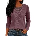 thumbnail image 3 of CAIXIA Long Sleeve Shirts for Women Boho Tops Trendy Blouses Dressy Casual Lace Tops Fall Outfits Fashion Winter Clothing Tunic Tops Loose Fit Business Casual Outfits, 3 of 6